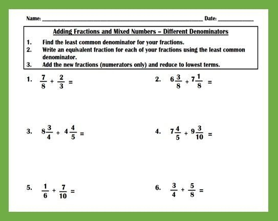 Adding Same Denominator Fractions Worksheet