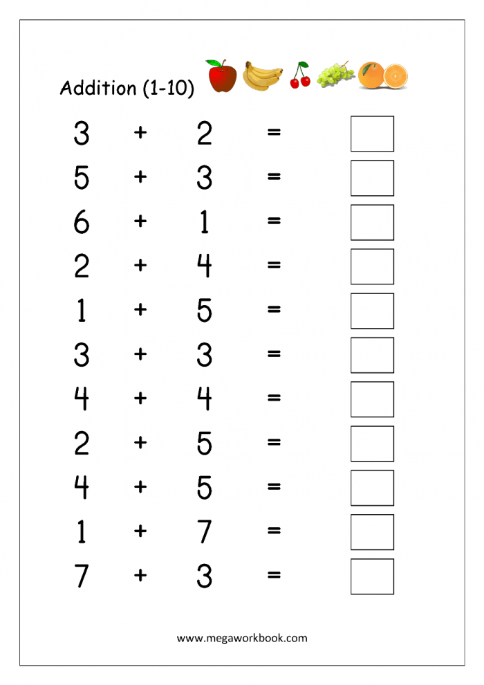 Addition And Subtraction Of Fractions Worksheets