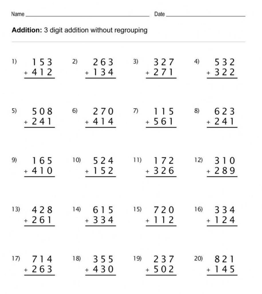 Addition Without Regrouping Online Exercise