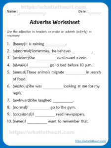 Adverbs Worksheets For 4th Grade Adverbs Worksheet English Grammar