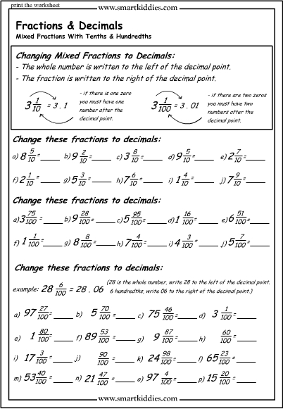 Changing Mixed Fractions To Decimals Studyladder Interactive Learning