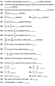 Class 6 Important Questions For Maths Fractions And Decimals