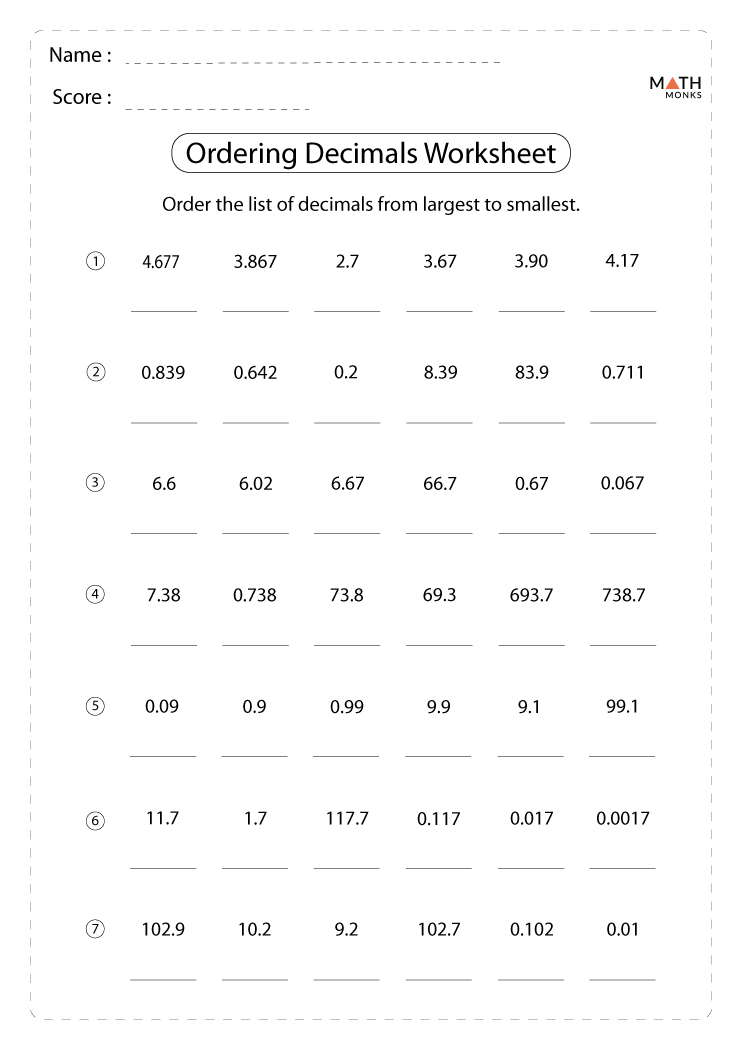 Fractions Into Decimals Worksheet