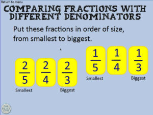 Comparing Fractions With Different Denominators YouTube