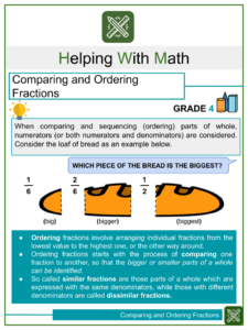 Comparing Ordering Similar Dissimilar Fraction 4th Grade Worksheets