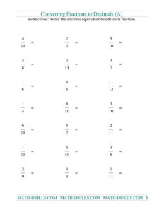 Convert Fractions To Decimals Worksheets Pdf Decimals Worksheets