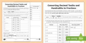 Converting Decimals To Fractions Worksheet Maths Resources