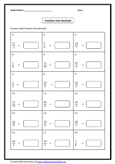 Converting Decimals To Fractions Worksheet Worksheets Free Distance 