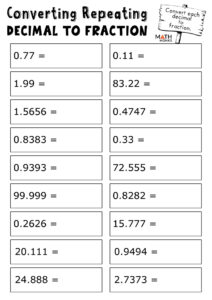 Converting Fractions To From Decimals Worksheets Math Monks