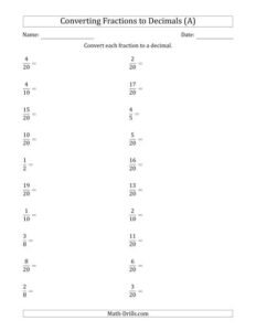 Converting Fractions To Terminating Decimals A