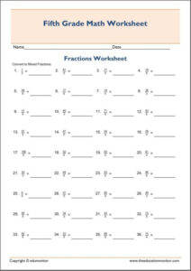 Converting Improper To Mixed Fractions Worksheet EduMonitor