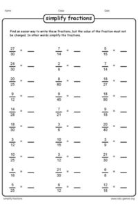 Create Unlimited Worksheets For Free To Practice To Simplify Fractions