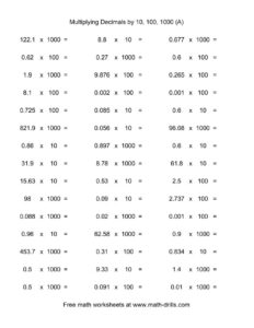 Decimal 10 100 Or 1000 horizontal 45 Per Page A