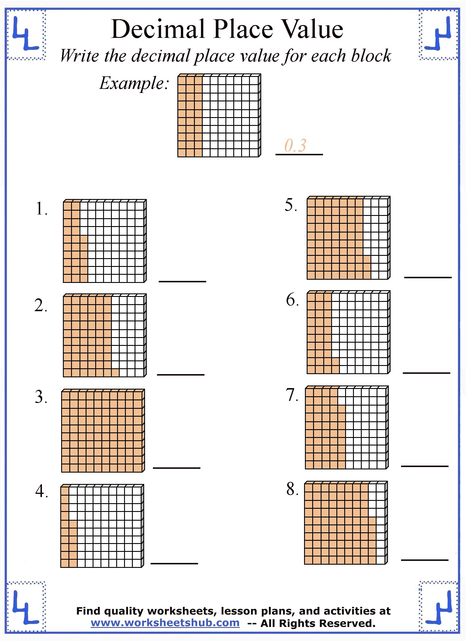 Fractions And Decimals On A Number Line Worksheets