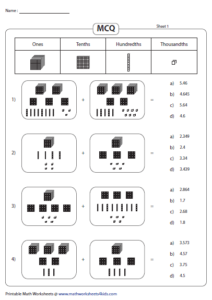 Decimals Using Base Ten Blocks Worksheets Worksheets Master