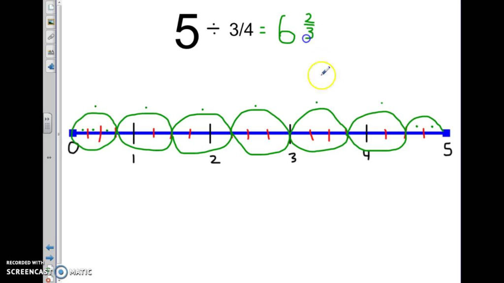 Dividing Fractions On A Number Line Mixed Number Quotient YouTube