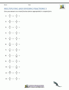 Dividing Fractions Worksheet