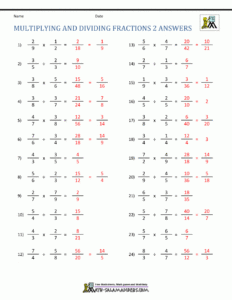 Dividing Fractions Worksheet