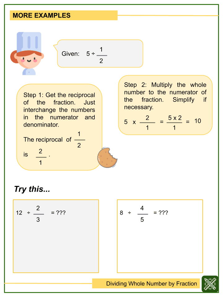 Dividing Whole Number By Fraction 5th Grade Math Worksheets