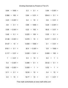 Dividing With Decimals Worksheets 6th Grade Dividing Decimals