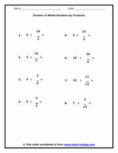 Division Of Whole Numbers By Fractions