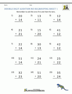 Double Digit Addition Without Regrouping