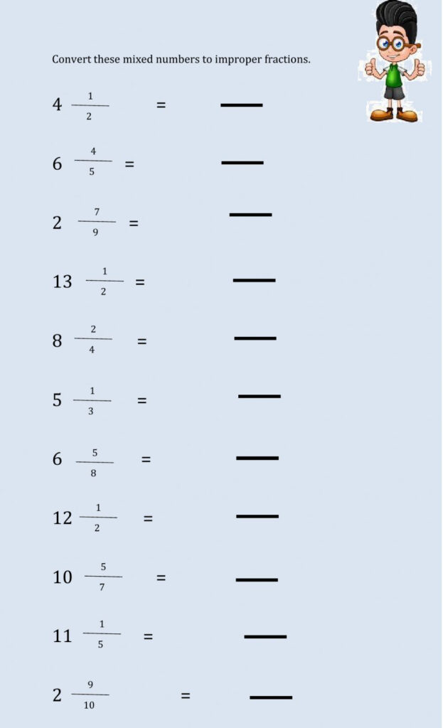 Ejercicio De Converting Mixed Number To Improper Fraction