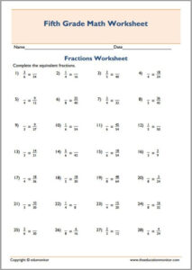 Equivalent Fractions Multiplication Worksheets EduMonitor