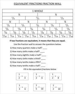 Equivalent Fractions Worksheet 4th Grade