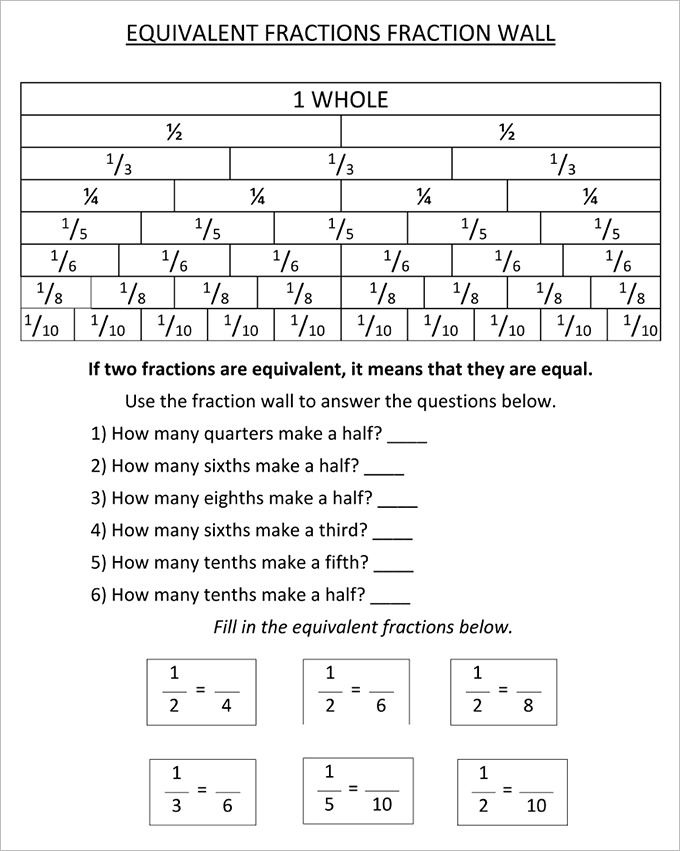 Equivalent Fractions Worksheet 4th Grade