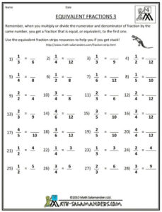 Equivalent Fractions Worksheet 6th Grade Thekidsworksheet