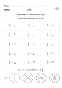 Equivalent Fractions Worksheets Math Monks