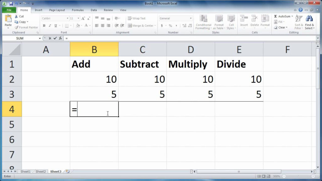 Excel 2010 Add Subtract Multiply And Divide YouTube