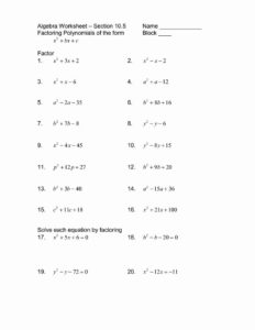 Factoring Polynomials Worksheet Answers Beautiful 14 Best Of Polynomial