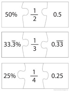 Fraction Decimal Percent Puzzles pdf Google Fractions Free