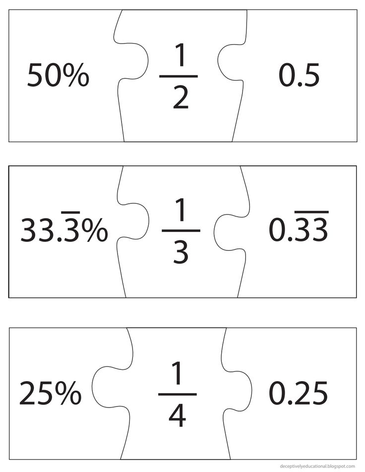 Fraction Decimal Percent Puzzles pdf Google Fractions Free 