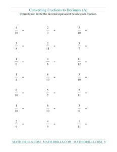 Fraction Decimal Percent Worksheet Db excel