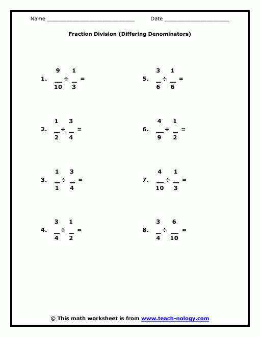 Fraction Division Differing Denominators