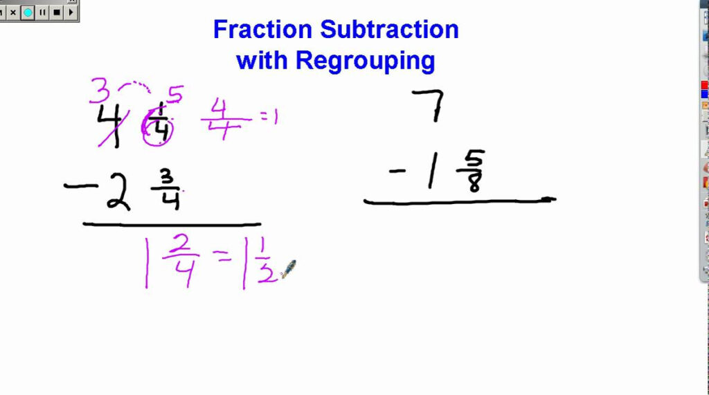 Fraction Subtraction With Regrouping YouTube