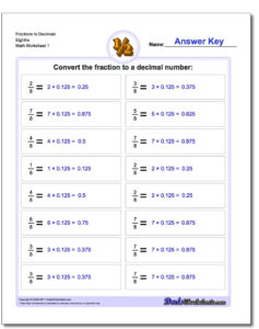 Fraction To Decimal Drills