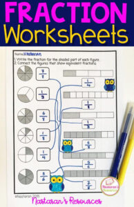 Fraction Worksheets For Grade 3 Equivalent Fraction Comparing And