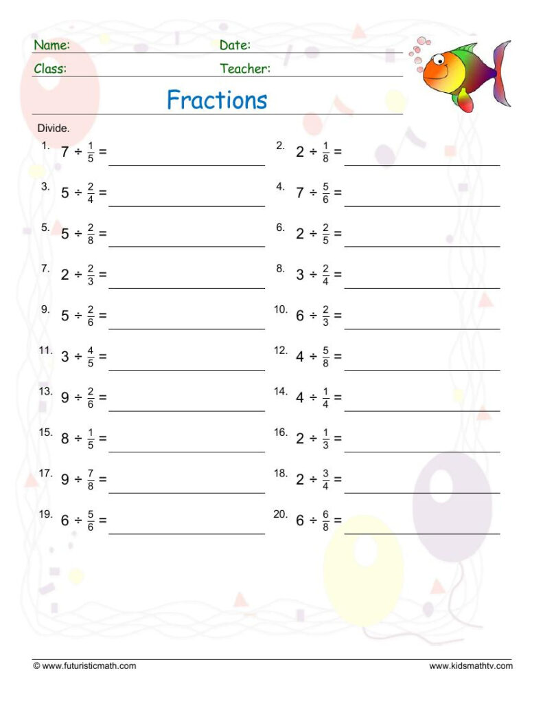 Fraction Worksheets Pdf Downloads MATH ZONE FOR KIDS