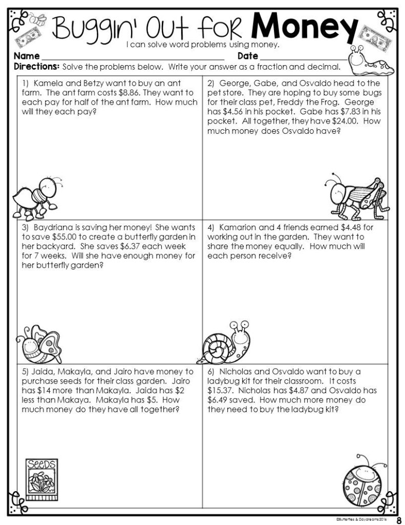 Fractions Decimals Money Math Word Problems Math Words Word 