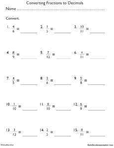 Fractions To Decimals Worksheets Pdf EduMonitor