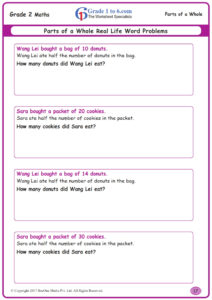 Fractions Word Problems Worksheets Grade 2 www grade1to6