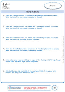 Fractions Word Problems Worksheets www grade1to6