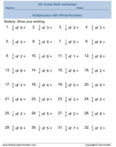 Free 4th Grade Fractions Math Worksheets And Printables EduMonitor