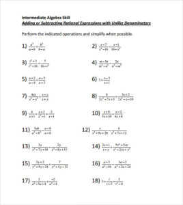 FREE 9 Sample Algebraic Subtraction Worksheet Templates In PDF