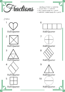 Free Fraction Activity Identifying Equal Parts Dividing Shapes