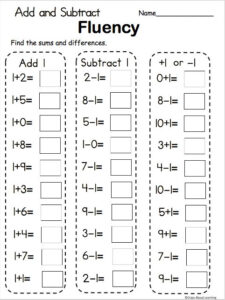 Free Math Add And Subtract Fluency By 1 Worksheet Made By Teachers In